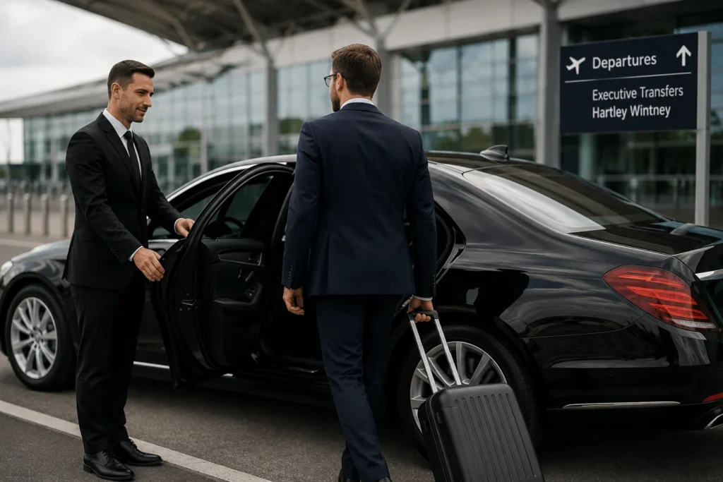 Airport transfers Hartley Wintney travellers with luggage