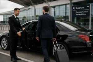 Airport transfers Hartley Wintney travellers with luggage