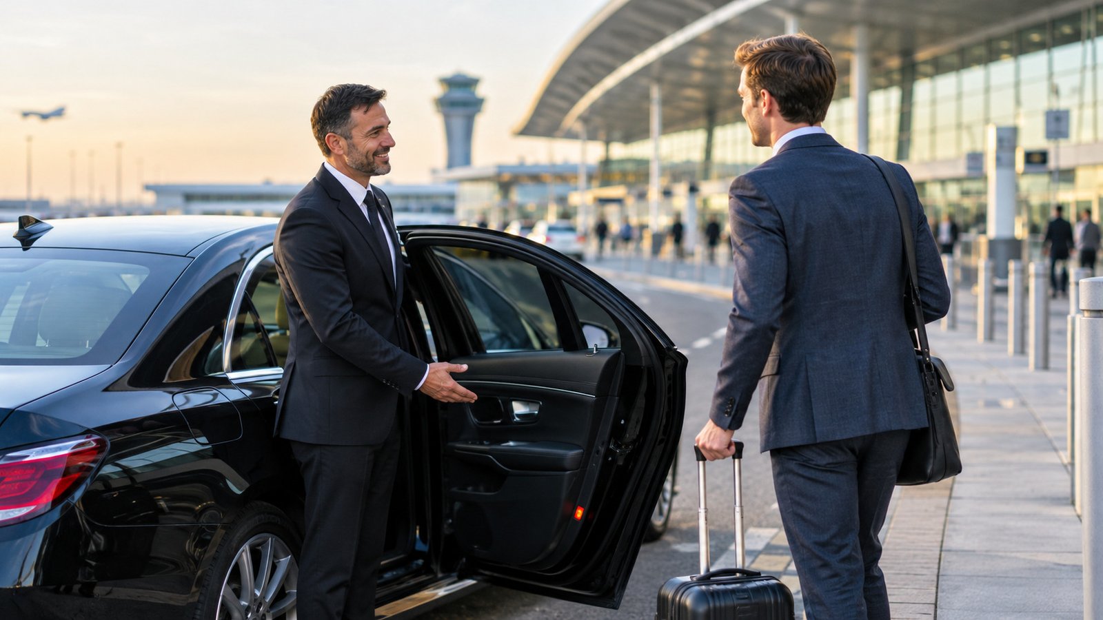 Airport chauffeur service with a professional ExecVt chauffeur at the terminal